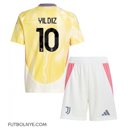 Camiseta Juventus Kenan Yildiz #10 Visitante Equipación para niños 2024-25 manga corta (+ pantalones cortos)